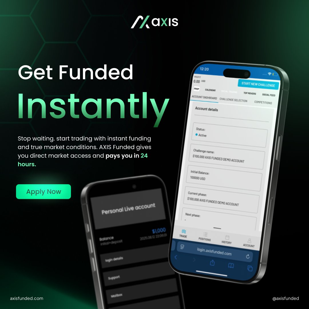 AxisFunded's tweet image. 🚀 Get funded instantly.

✅ Real capital
✅ Market access
✅ Paid in 24 hours

📍 Apply now → AXISFUNDED.COM

#AXISFunded #InstantFunding #FundedTrader