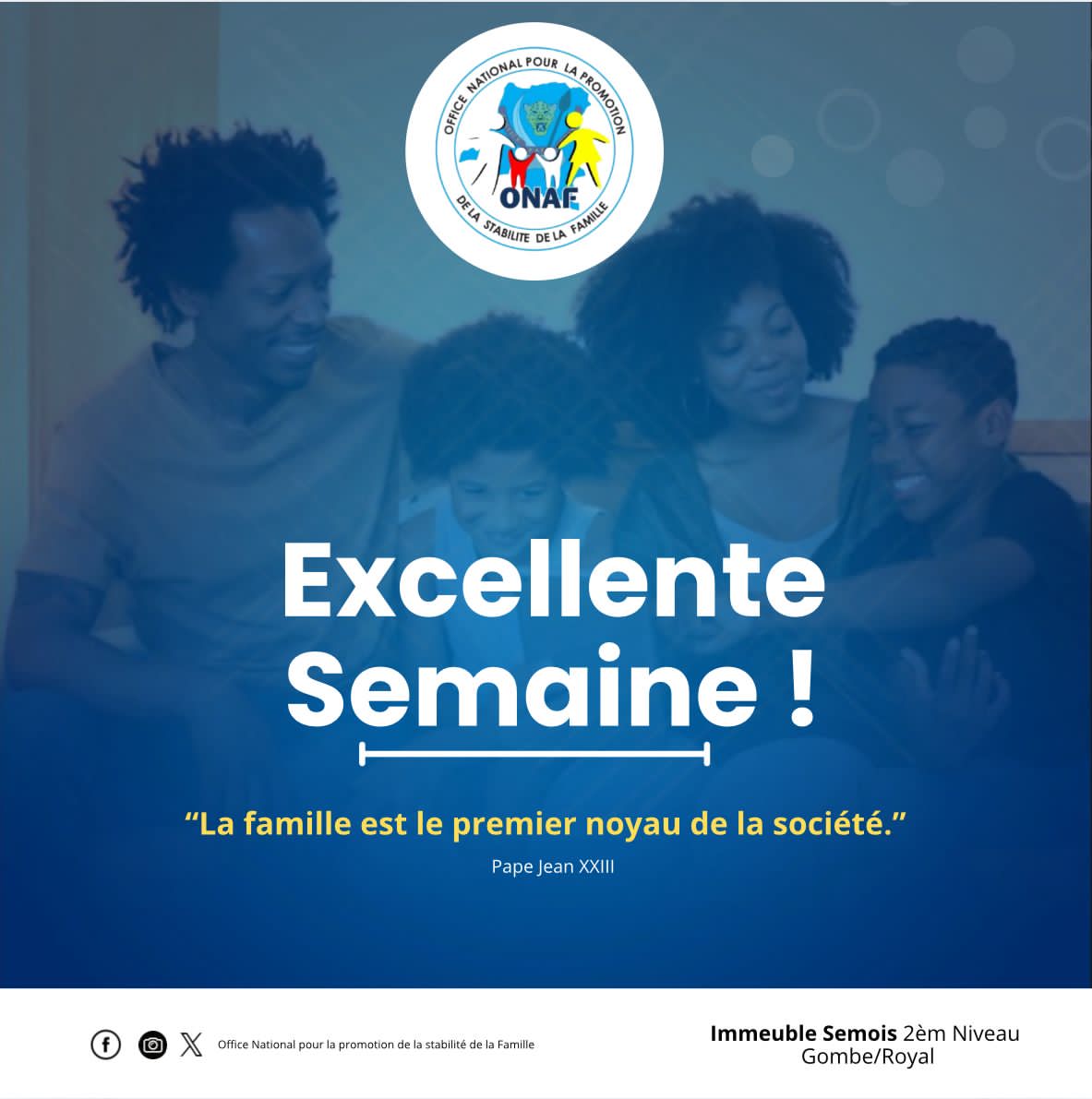 OnafRdc's tweet photo. La Famille noyau incontournable de la société !
Excellente semaine à toutes les familles congolaises !
#famille 
#noyau 
#PREMIER 
#societe 
#videoviralシ 
#Pourlebienetredelafamille https://t.co/VLm3q83IA0