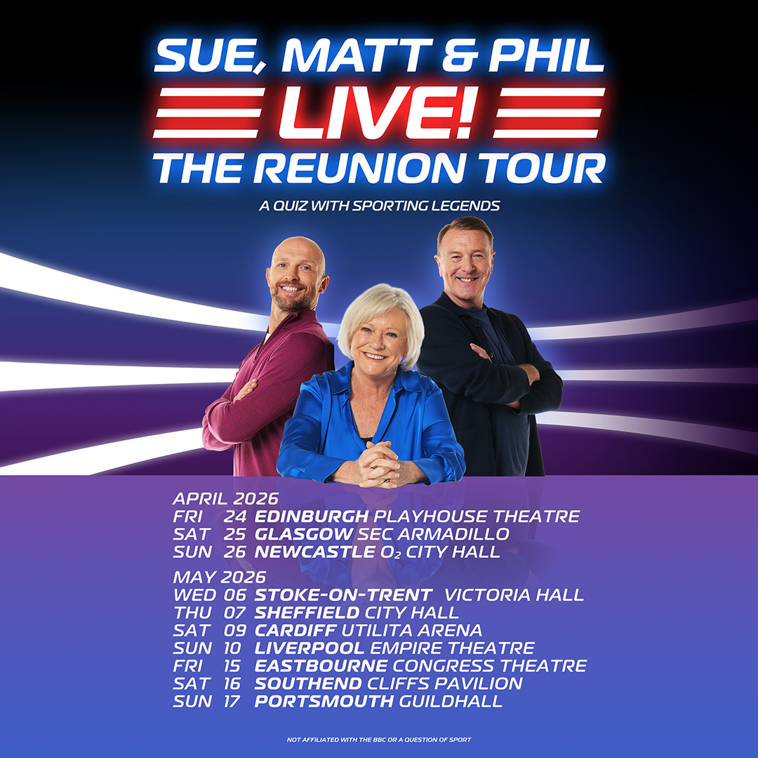 Sheffield City Hall (@sheffcityhall) on Twitter photo JUST ANNOUNCED!
Sue, Matt & Phil LIVE! The Reunion Tour
π Thursday 7th May 2026
ποΈ Tickets go on General Sale Wednesday 20th August @ 10am
π€© Sign up for Venue Pre Sale Newsletter (spr.ly/6189LtXnv) or WhatsApp (spr.ly/6181LtXnx)
π spr.ly/6017fQuKS JUST ANNOUNCED!
Sue, Matt & Phil LIVE! The Reunion Tour
π Thursday 7th May 2026
ποΈ Tickets go on General Sale Wednesday 20th August @ 10am
π€© Sign up for Venue Pre Sale Newsletter (spr.ly/6189LtXnv) or WhatsApp (spr.ly/6181LtXnx)
π spr.ly/6017fQuKS