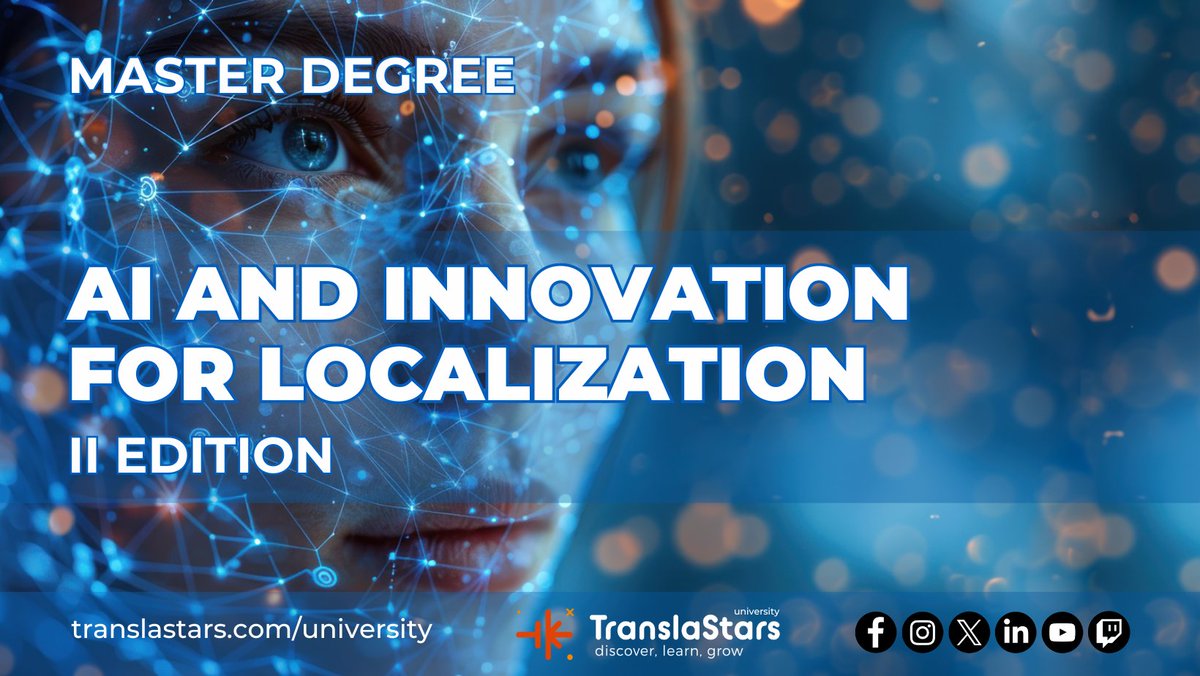 🤖 Start 𝗼𝗿𝗰𝗵𝗲𝘀𝘁𝗿𝗮𝘁𝗶𝗻𝗴 #AI-powered #localization solutions!
🎓 AI &amp; Innovation for Localization—120h LIVE
🗓️ 15 Sep–5 Dec 2025 (18:00 CET)
Learn:
🤖 LLMs
✍️ Prompts
🔄 MT-PE
🛠️ DeepL/ElevenLabs/HeyGen
🔍 AI-SEO
📊 Forecasting
🛡️ Ethics
👉 translastars.com/master-ai-inno…