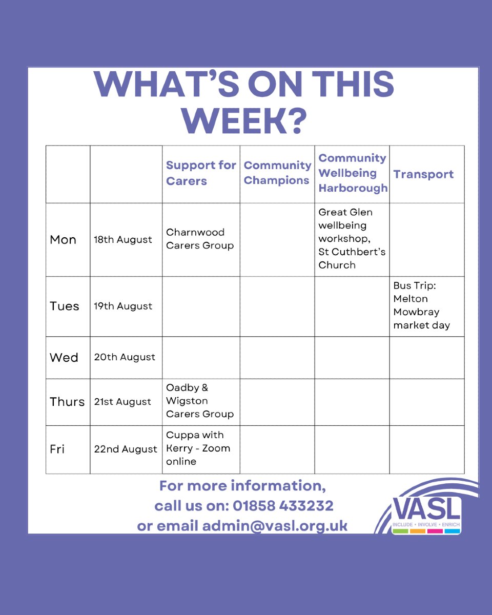 VASL:  Your local charity (@vaslonline) on Twitter photo What's on this week from our VASL projects in and around your area:
#community #makeadifference #thisismycommunity What's on this week from our VASL projects in and around your area:
#community #makeadifference #thisismycommunity