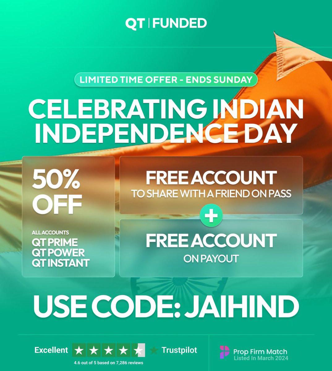 TraderX (@mz9th) on Twitter photo ๐จ GIVEAWAY ALERT ๐จ
Iโve partnered with @QTFunded to give away 3 x $10K prop accounts
How to Enter:
โ
Follow @QTFunded, @QTFutures, <a href="/QTFundedPartner/">QT | FUNDED - Partners</a>, <a href="/AlexQuantTekel/">Alex</a>, <a href="/JamesQuantTekel/">James</a>,
<a href="/Mz9th/">Trader ๐</a>
โ
Like + Repost
โ
Tag 3 traders
Winners will be picked in 5 DAYS. ๐จ GIVEAWAY ALERT ๐จ
Iโve partnered with @QTFunded to give away 3 x $10K prop accounts
How to Enter:
โ
Follow @QTFunded, @QTFutures, <a href="/QTFundedPartner/">QT | FUNDED - Partners</a>, <a href="/AlexQuantTekel/">Alex</a>, <a href="/JamesQuantTekel/">James</a>,
<a href="/Mz9th/">Trader ๐</a>
โ
Like + Repost
โ
Tag 3 traders
Winners will be picked in 5 DAYS.