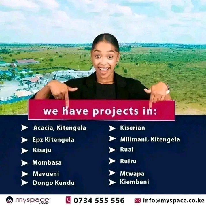 Myspace_Kenya's tweet image. We have prime plots available in various locations around the country, offering great potential for investment or building your dream home. Whether you're looking for a plot in the city or a peaceful rural setting, we’ve got something for you!

#plotforsaleinkenya #plots