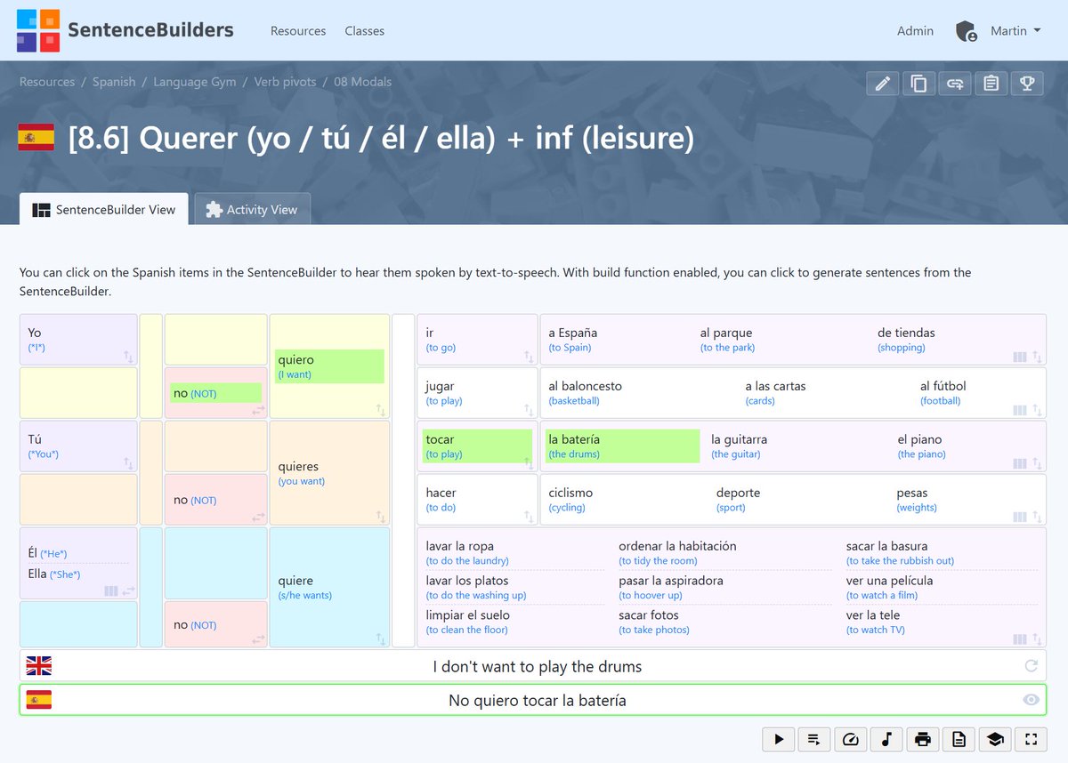 SentenceBuildrs's tweet photo. A 🇪🇸 Spanish SB resource on "querer" + infinitive, focusing on the use of the subject pronoun for emphasis 👇👇👇

🌍 Link below (requires login):
https://t.co/dhdbgMC1A0

#RandomSB #SentenceBuilders #EPI #mfltwitterati #langchat #mflchat #SpanishVerbPivots https://t.co/5OFF5uUe3j