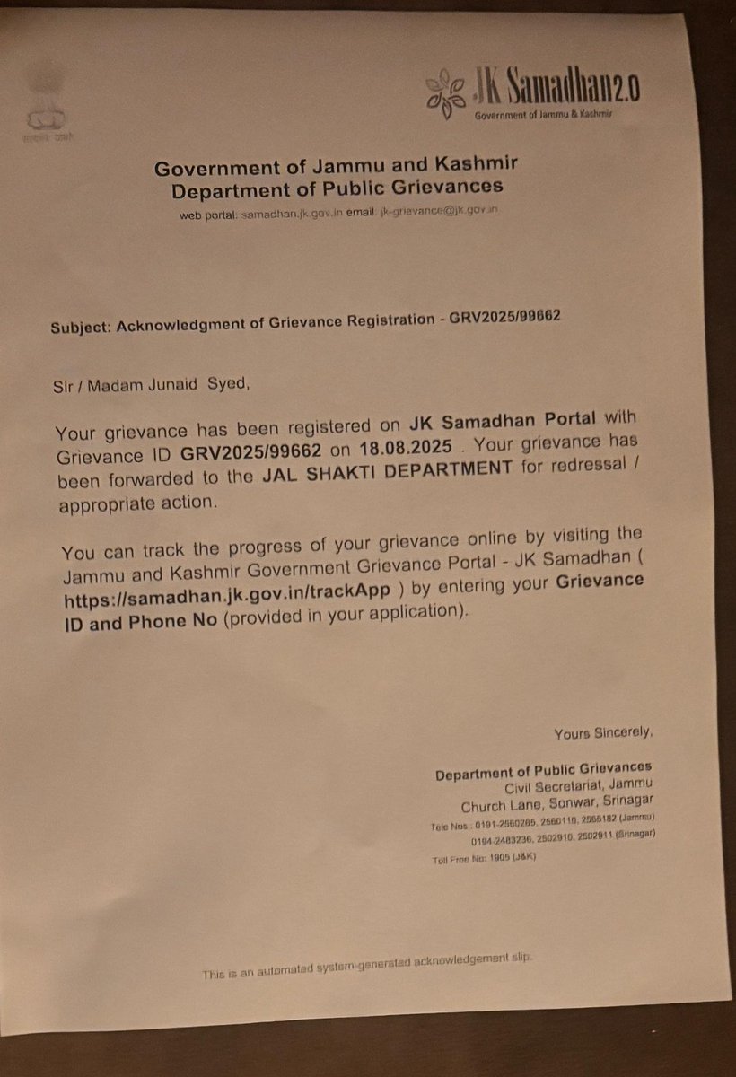 Registered grievance on Samadhan portal about dirty &amp; undrinkable water in Kathidarwaza Ward 63. Hoping for swift redressal. Safe drinking water is essential.