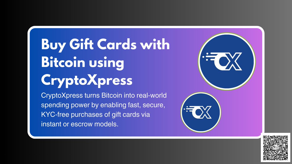 Phantom0e's tweet image. Want to use Bitcoin for everyday needs? 

With @crypto_xpress, you can instantly turn BTC into gift cards—securely, privately, and hassle-free

Let's explore how you can do this🧵👇

#CryptoXpress #PaywithBitcoin