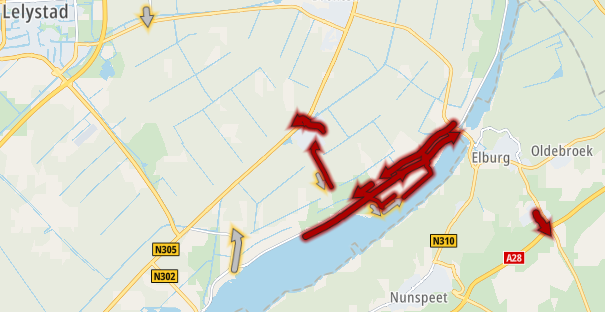 ANWBverkeer's tweet photo. Files bij de vleet door het aflopen van de Lowlands camping, op de #N306 Harderwijk ◄► Kampen tussen Walibi Holland en afrit Biddinghuizen stilstaand verkeer, ook op de #N708 4 km file bij Biddinghuizen. https://t.co/RjMR0Yry6H