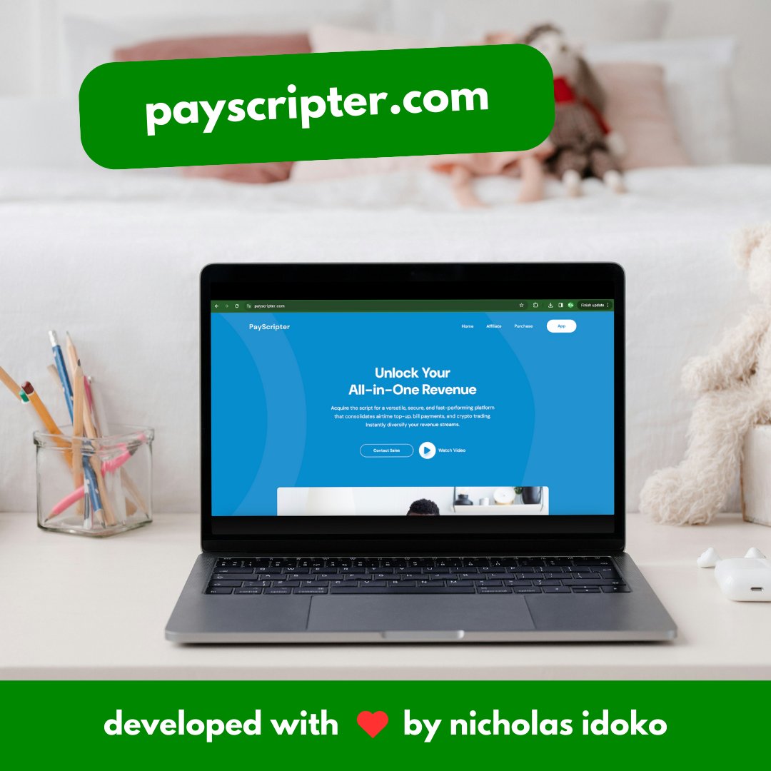 nitechnologies's tweet image. We built Payscripter.com, a fast-deploy VTU + manual crypto script for launching VTU platforms.
Developed by Nicholas Idoko Technologies in 2023.
Need your own custom web/app solution? Let’s build it.
🔗 payscripter.com
#VTU #Crypto #SoftwareDev