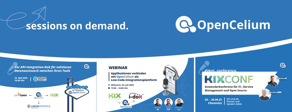 Messen und Webinare verpasst? Kein Problem – alle Aufzeichnungen sind jetzt verfügbar! 🙌

🔹 SERVIEW SUMMIT 
➡️ youtube.com/watch?v=lGy_cD…

🔹 OpenCelium Webinar 
➡️ youtube.com/watch?v=8b6exg…

🔹 KIXCONF 
➡️ youtube.com/watch?v=9vFNDT…