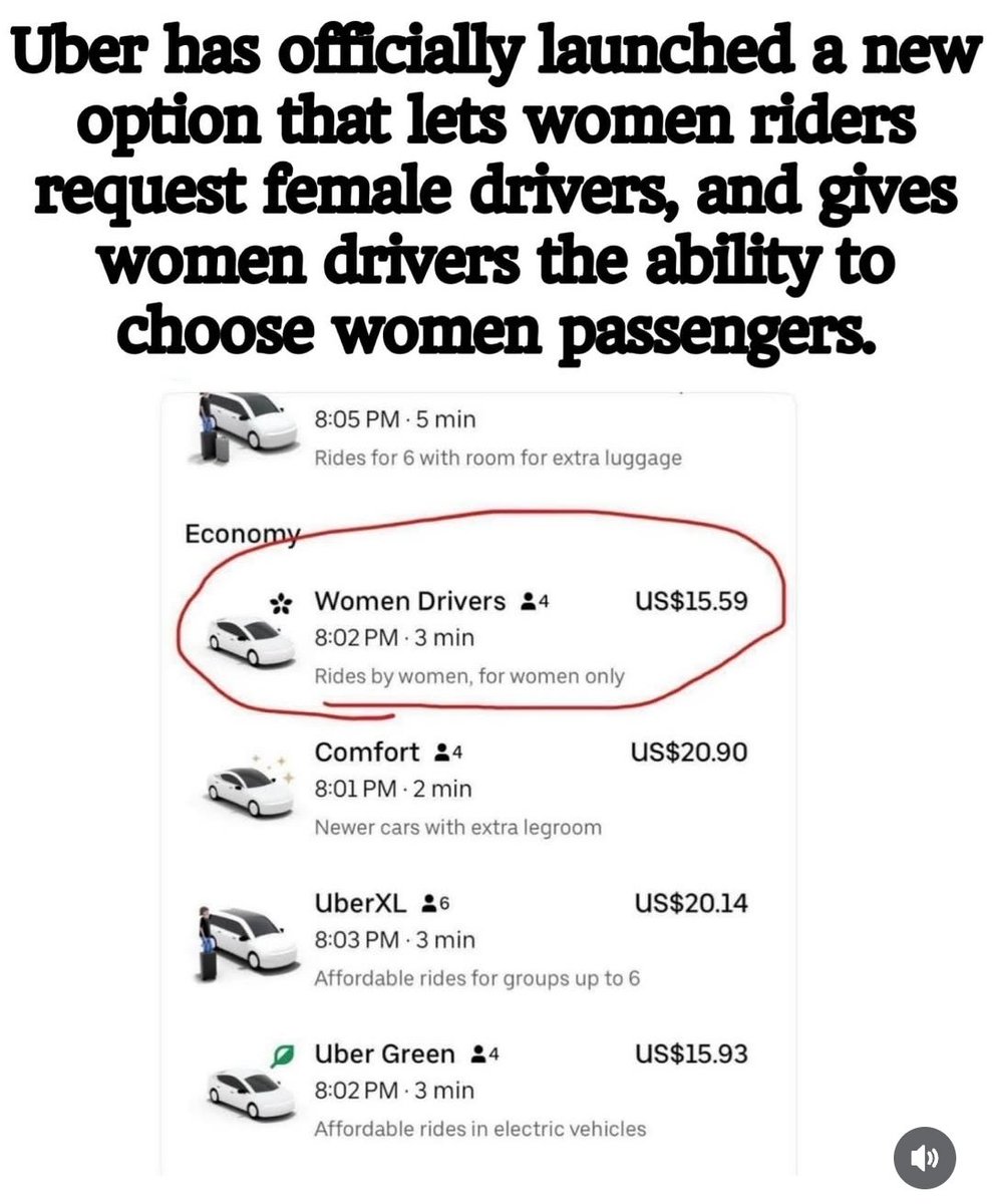 CNviolations's tweet image. Uber has launched a new option that lets women riders request female drivers and gives women drivers the ability to choose women passengers.