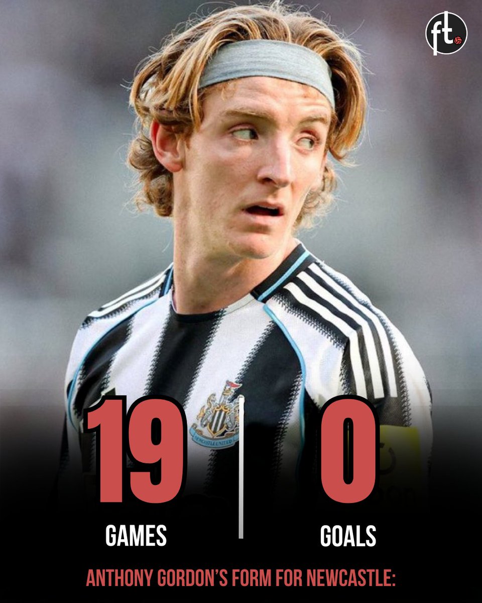 Footballtweet's tweet photo. Anthony Gordon has gone 19 consecutive games without scoring a goal. 😳 https://t.co/uCctg7hK0h