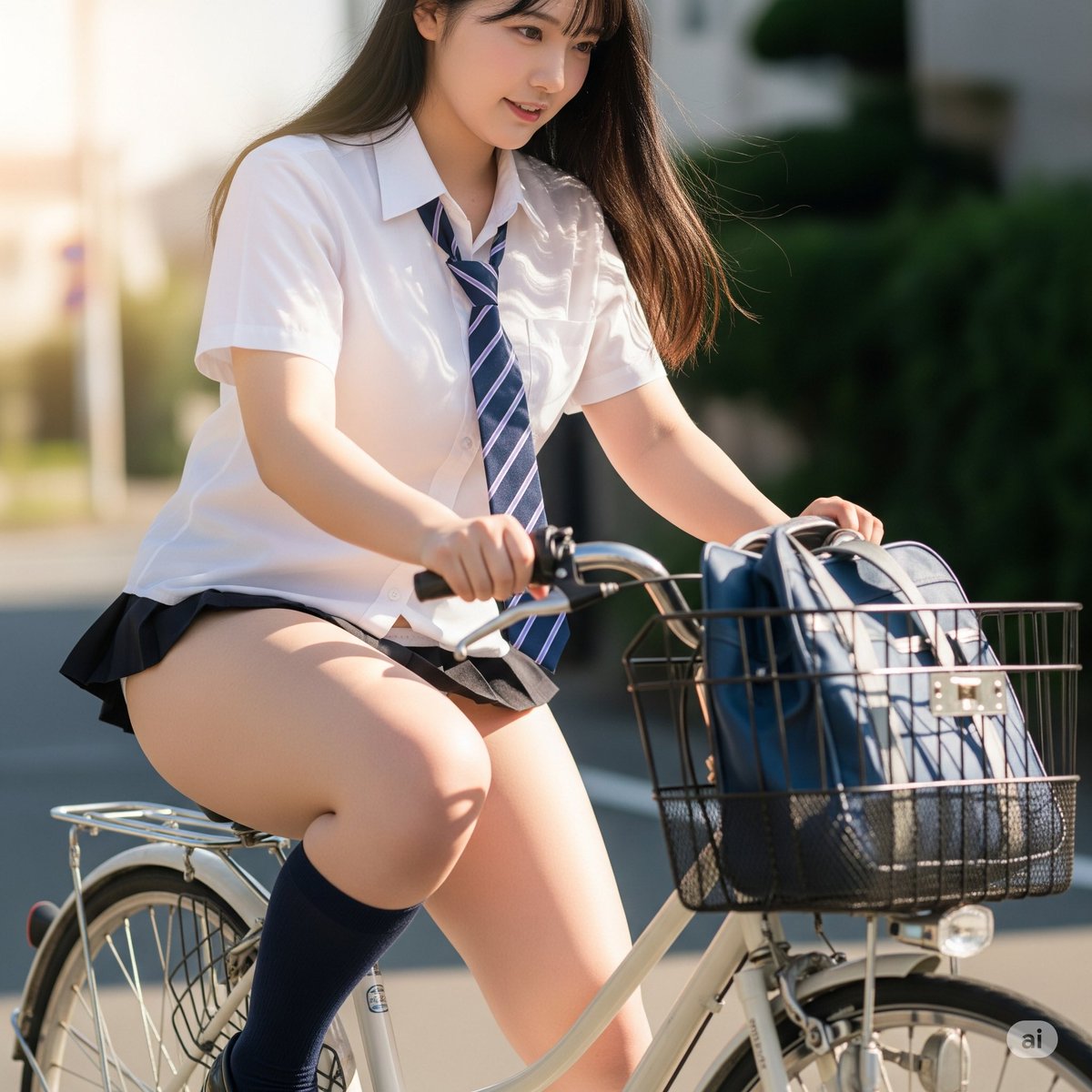 114ngzJvo's tweet image. 不自然すぎて生成には失敗したけど
勝負には勝った気がする
#AIarts #AIgirl #AI制服 #自転車とふともも