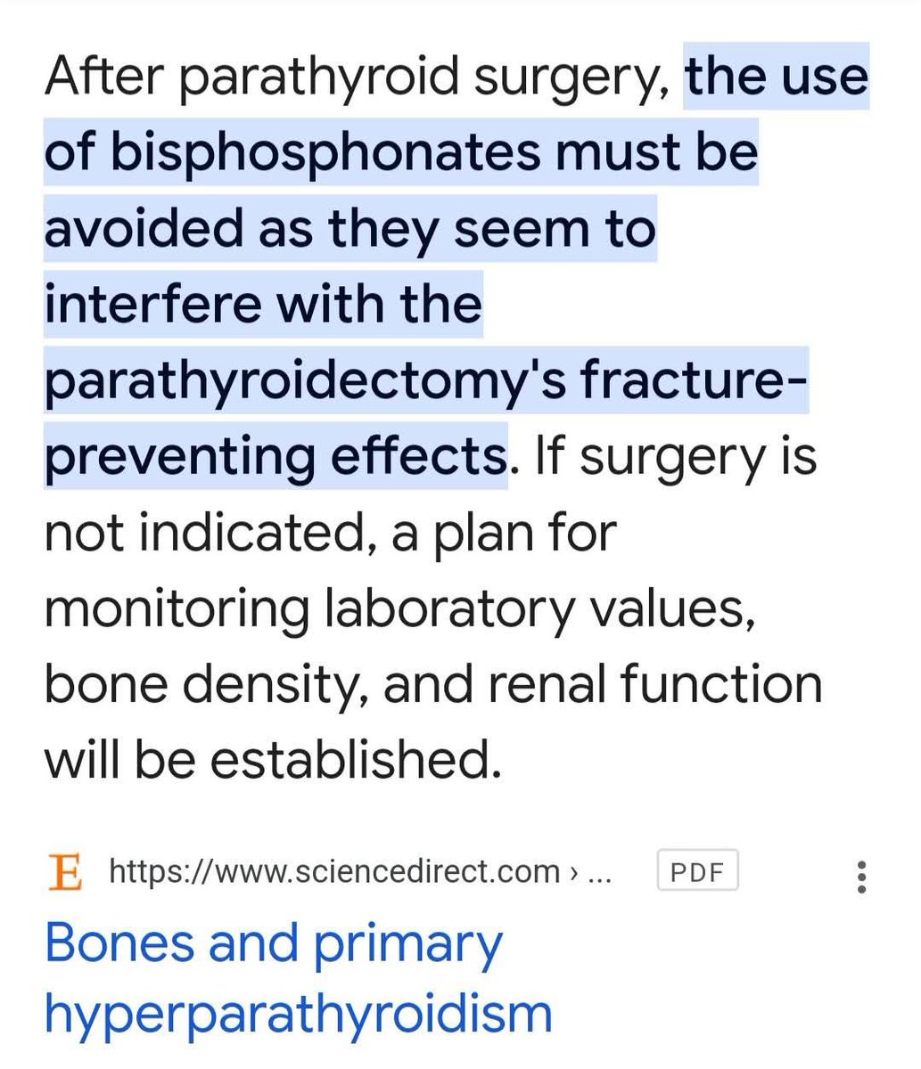 SpSallie's tweet photo. @RoyalOsteoSoc @IainDale @wesstreeting @DHSCgovuk Every bone plan must begin with testing for primary #hyperparathyroidism as a cause of bone loss, which can be reversed with a #parathyroidectomy. Untreated PHPT will lead to #osteoporosis and fractures. Bisphosphonates are not recommended for PHPT patients. https://t.co/4ogHwtdnBv