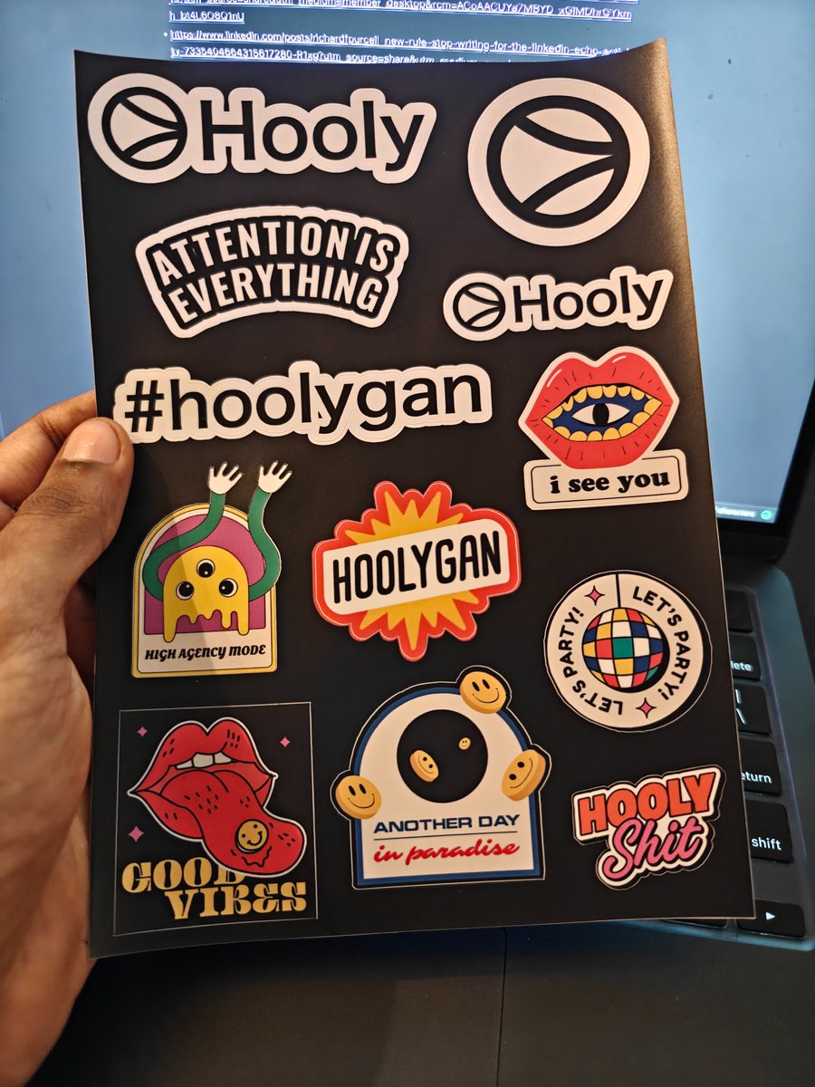 Jaga (@jagaaa_s) on Twitter photo Cool stickers from team Hooly
DM <a href="/varunfranciss/">Varun Francis</a> to get them.
P.S. These are perks of being roommates with startup founders I guess. Cool stickers from team Hooly
DM <a href="/varunfranciss/">Varun Francis</a> to get them.
P.S. These are perks of being roommates with startup founders I guess.