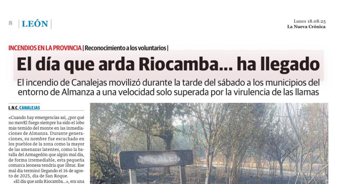 Jesús María Rodríguez (@josurguez) on Twitter photo Ejemplar crónica, hoy, de la <a href="/LNCleon/">La Nueva Crónica</a> sobre el incendio de #Canalejas y sus consecuencias. Asimismo un mensaje de esperanza y unidad en días de zozobra para esta tierra leonesa Ejemplar crónica, hoy, de la <a href="/LNCleon/">La Nueva Crónica</a> sobre el incendio de #Canalejas y sus consecuencias. Asimismo un mensaje de esperanza y unidad en días de zozobra para esta tierra leonesa