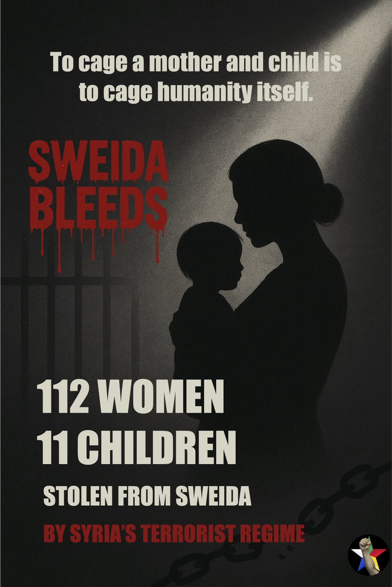 Buckabug's tweet image. To cage a mother and child is to cage humanity itself.
FREE THE DRUZE CAPTIVES NOW!
#Sweida #HumanRights #CrimesAgainstHumanity #WarCrimes #StopISIS #Druze #hostages
@hrw @IntlCrimCourt @POTUS @UNWatch @UNHumanRights