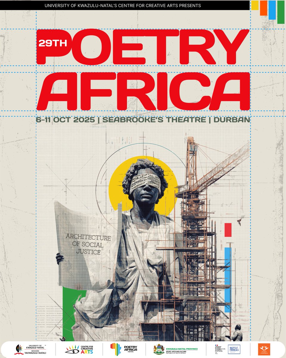 📣 IT’S OFFICIAL! 📣
Mark your calendars because The 2025 Poetry Africa Festival  is happening from 6–11 October 2025 hosted at the Seabrookes Theatre at Durban High School! 🗓️
🔥You can read more about the festival in the link below: 
poetryafrica.ukzn.ac.za/press-release/… 

#PoetryAfrica2025