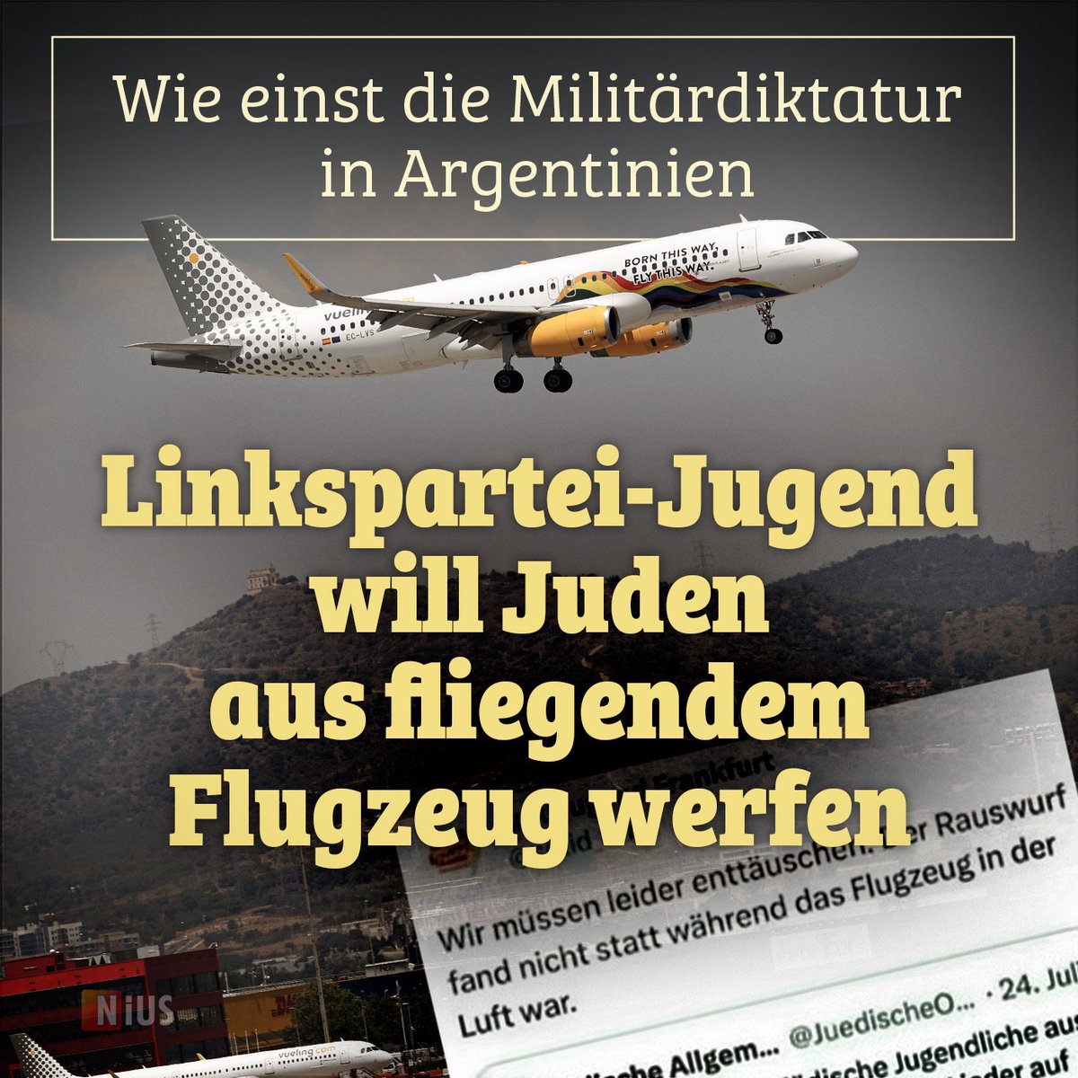 Die Linksjugend Frankfurt bedauert in einem Post bei X, dass die israelischen Jugendlichen, die man kürzlich am Airport in Valencia aus einem Flugzeug verwies, nicht während des Fluges rausgeworfen wurden. nius.de/nachrichten/ne…