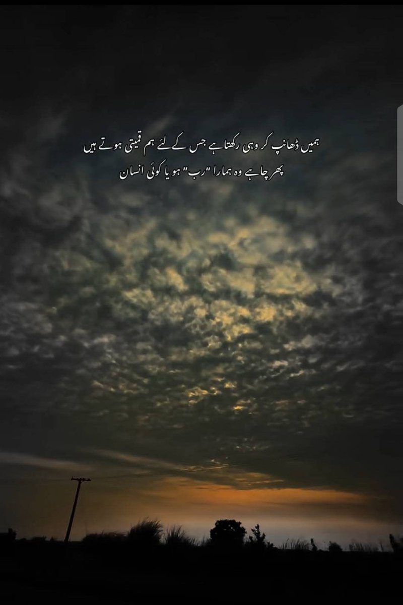 ہمیں ڈھانپ کر وہی رکھتا ہے جس کے لئے ہم قمیتی ہوتے ہیں
 پھر چاہے وہ ہمارا "رب" ہو یا کوئی انسان🖤#اردو_زبان