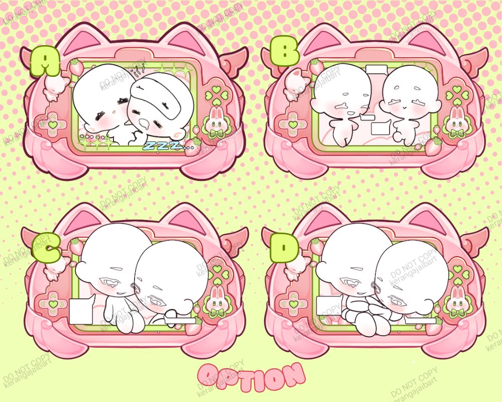 ૮ ˶ᵔ ᵕ ᵔ˶ ა RT &amp; ♡ appreciated! 🎮🍓
#YCH chibi for your fave chara/ship !💕
💌 Digital artwork &gt; worldwide
🍓 Merch (mousepad/keychain) &gt; local only (#CF21 pickup/mail🍊) &gt; DM! (more info below👇)

YCH Console 👉 vgen.co/kerangajaib_ar…
YCH Phone 👉 vgen.co/kerangajaib_ar…