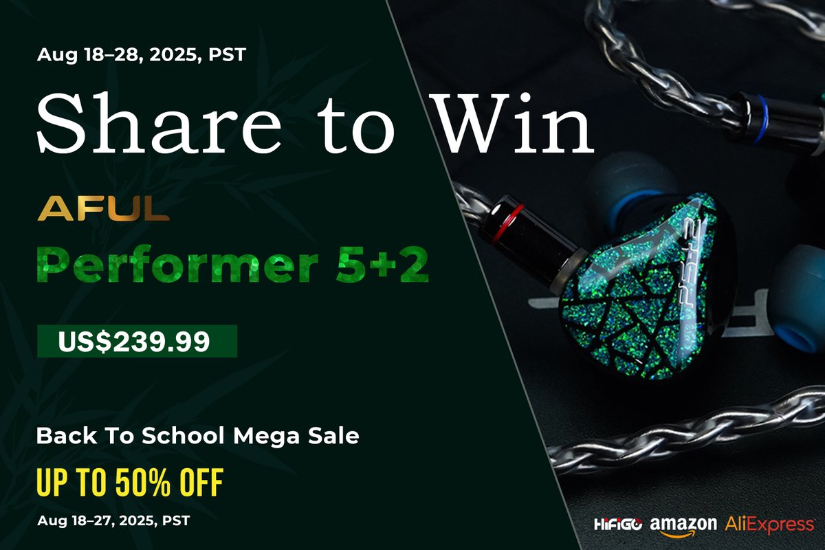 🎉Kick off our #BackToSchool #Sale with a #giveaway!🎉
🎁Join to win an <a href="/AFULJP/">AFUL</a> #Performer7

To enter:
1. Follow <a href="/HiFiGoAudio/">HiFiGo</a>
2. Like &amp; RT
3. Tag a friend to join the fun!
📅Aug 18–28, 2025, PST

HG:hifigo.com
AE:hifigo.aliexpress.com/store/11013680…
AMZ US:amazon.com/hifigo/