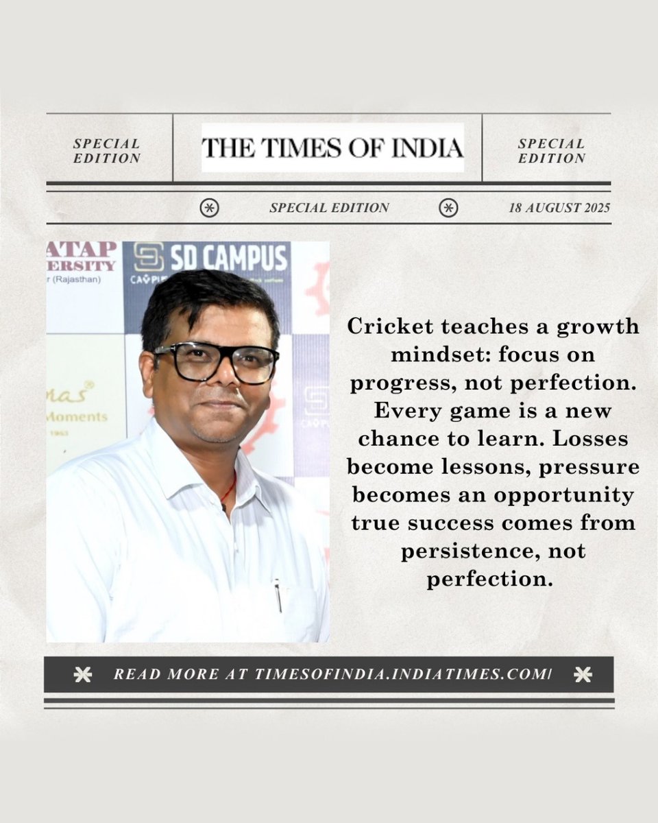 What started as a small thought now finds space in conversations that matter, recently featured in The Times of India 

#cricket #timesofindia #mahimverma #Leadership #GrowthMindset #Persistence #CricketWisdomcau