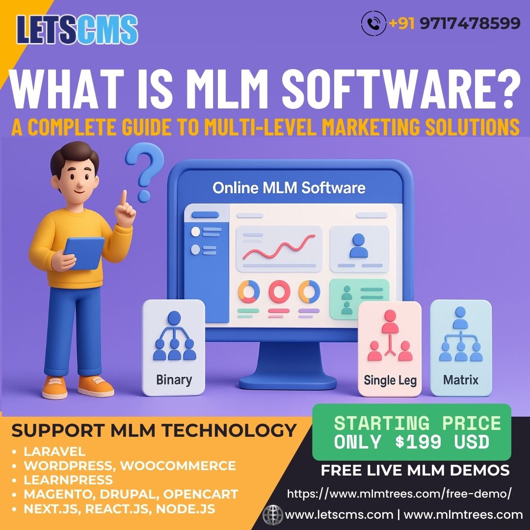 letscms's tweet image. What is MLM Software? A Complete Guide to Multi-Level Marketing Solutions
mlmtrees.com/blog/what-is-m… #mlmsoftware #networkmarketing #MLMSolutions
Multi-Level Marketing (MLM) is one of the fastest-growing business models, where individuals earn income through product sales