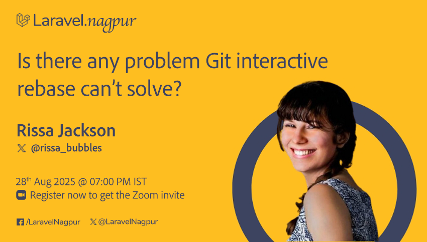 📢 Announcing August Meetup.

This month Rissa Jackson will be speaking on Git Interactive Rebase.

🗓️ 28th Aug, 2025
🕖 7 PM IST
💻 Online

Register now to get the Zoom invite -
bit.ly/3Hjnb7j

<a href="/laravelphp/">Laravel</a> <a href="/LaraconIN/">LaraconIN</a>

<a href="/rissa_bubbles/">Rissa Jackson</a>