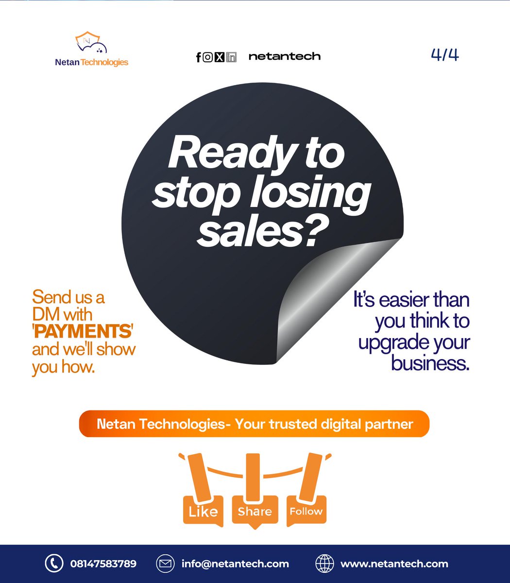 NetanTech's tweet image. We’re here to help you upgrade your business. Netan Tech builds secure, seamless payment gateways that make it easy for your customers to pay you, and it is even easier for you to track your money.

Send us a DM to get started.