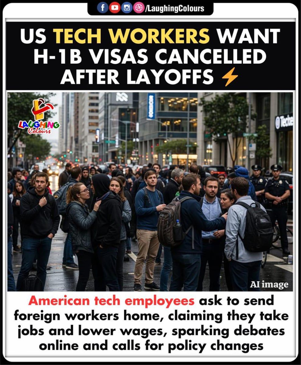 LaughingColours's tweet image. Visa Debate Heats ⚡

#H1B #USTech #Layoffs #ImmigrationDebate #TechIndustry #PolicyChange