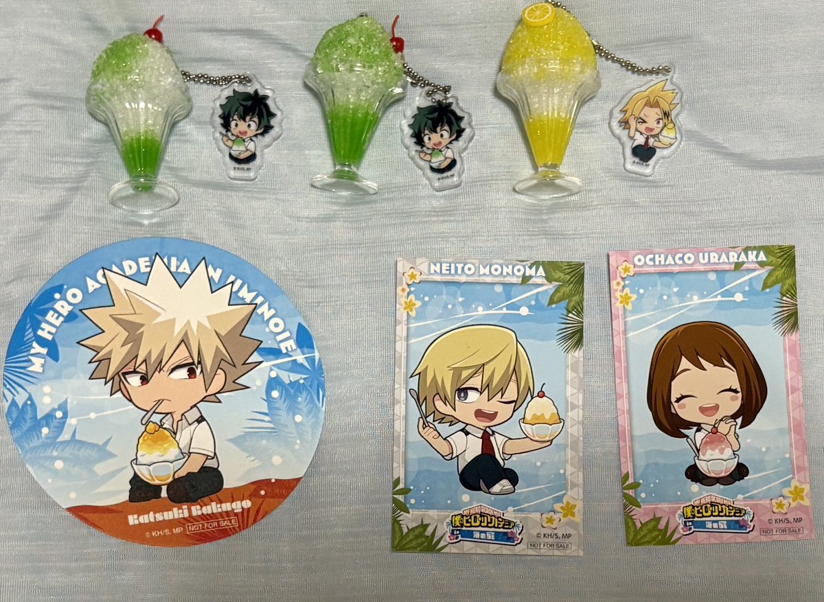 【交換】僕のヒーローアカデミア ヒロアカ スイーツパラダイス スイパラ 海の家 江ノ島

&lt;譲&gt;かき氷キーホルダー→緑谷2、上鳴
特典コースター→SD爆豪
特典カード→物間、麗日

&lt;求&gt;同異種轟(SD＞等身)

☆かき氷⇔ヘアクリップ、ミニアクスタの異種可能
☆異種は同コラボ内のみ
☆出先のためIDなし