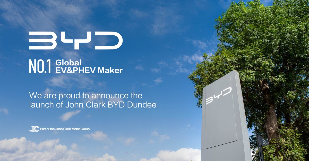 We are delighted to announce that John Clark BYD is growing ⚡

Today we open the doors to our brand-new BYD showroom in Dundee, bringing an exciting line-up of innovative, all-electric vehicles.

📍Myrekirk Road, Kingsway West, Dundee, DD2 4SU
🔗 ow.ly/6QKs50WHolv
