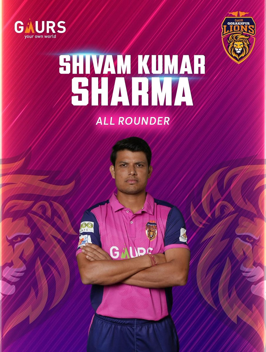 gorakhpurlions's tweet photo. An all-round talent with endless energy – Shivam Kumar Sharma adds depth and firepower. 💪🔥

#UPT20League #UPT20 #UPCricket #ANAXUPT20League #KhiladiYahanBantaHai #GaurGorakhpurLions https://t.co/Yx0hx2QsI3