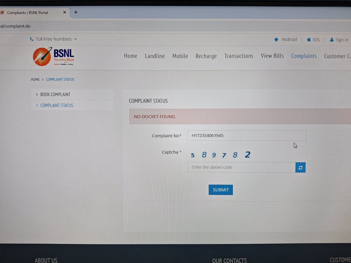 RitwickGhosh3's tweet photo. @BSNLCorporate @bsnl_care @BSNL_WB I can't find the raised complaint. https://t.co/mhjBlmPiOz