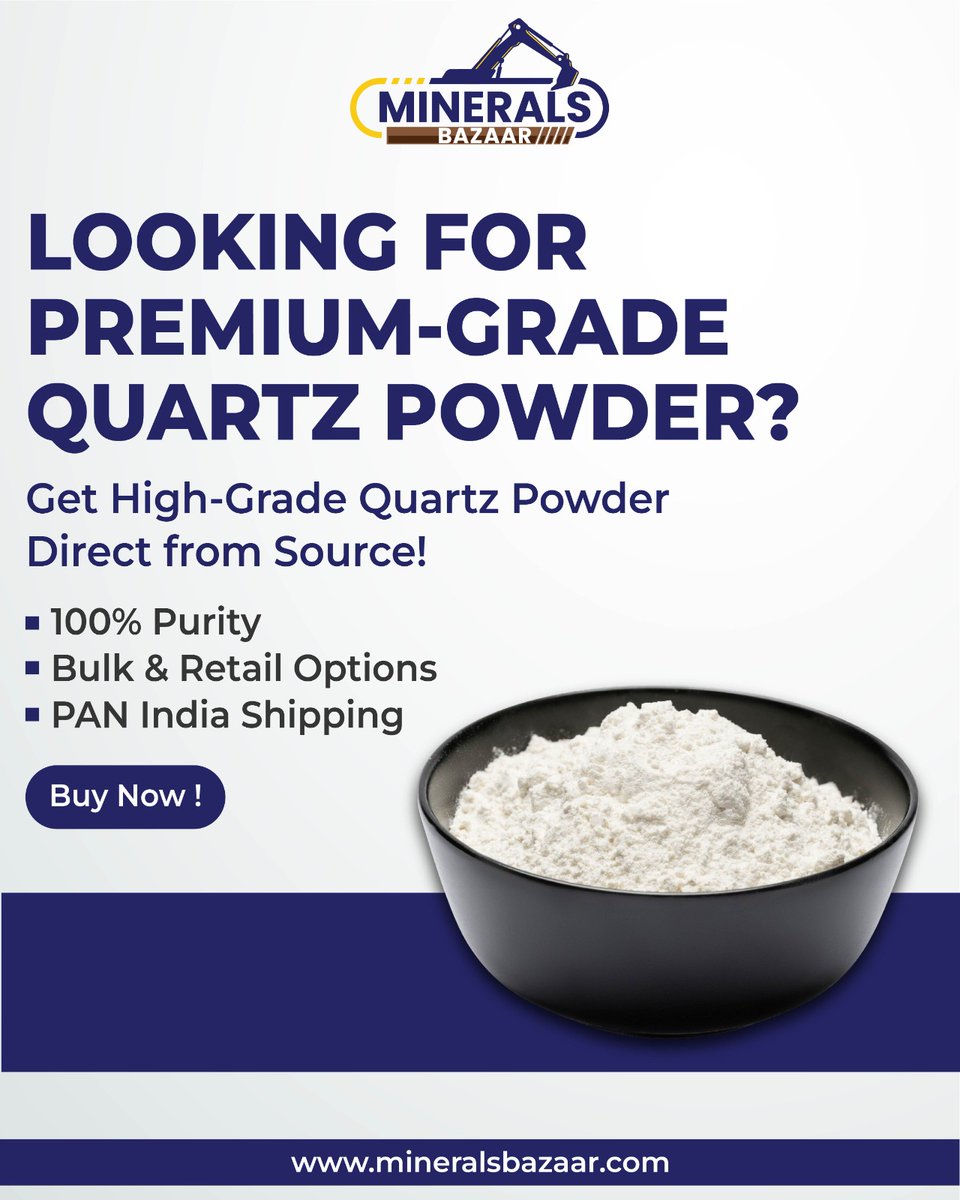 mineralsbazaar's tweet image. Purity that speaks for itself!
Shop high-grade Quartz Powder today &amp;amp; experience the Minerals Bazaar difference.
📞 +91 7600216429
🌐 mineralsbazaar.com/product/quartz…
#QuartzPowder #MineralsBazaar #PremiumQuartz #100PercentPure #BulkQuartz #QuartzIndia #PANIndiaDelivery #MineralSupplies