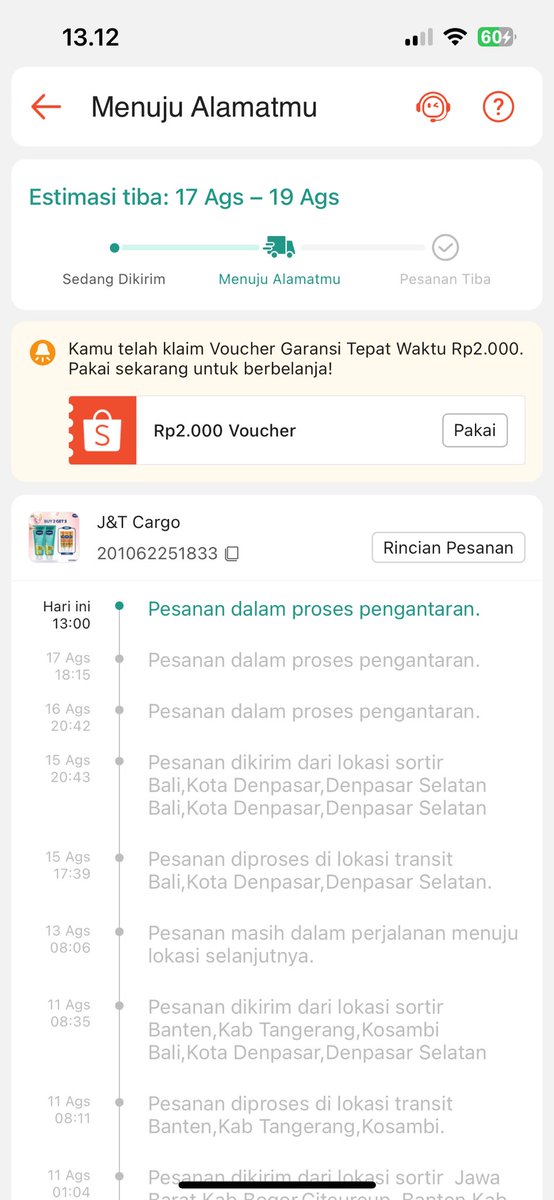 atiloiv's tweet photo. Hallo @jntexpressid @jtcargoid, gimana bisa 3 hari statusnya dalam proses pengantaran tapi barangnya belum juga diterima. Dihubungi lewat WA, eh yang jawab BOT tanpa solusi. Barang dipesan tgl 8 Aug dan diproses 10 loh, sudah lebih dari seminggu loh https://t.co/ifhwAIzRi3