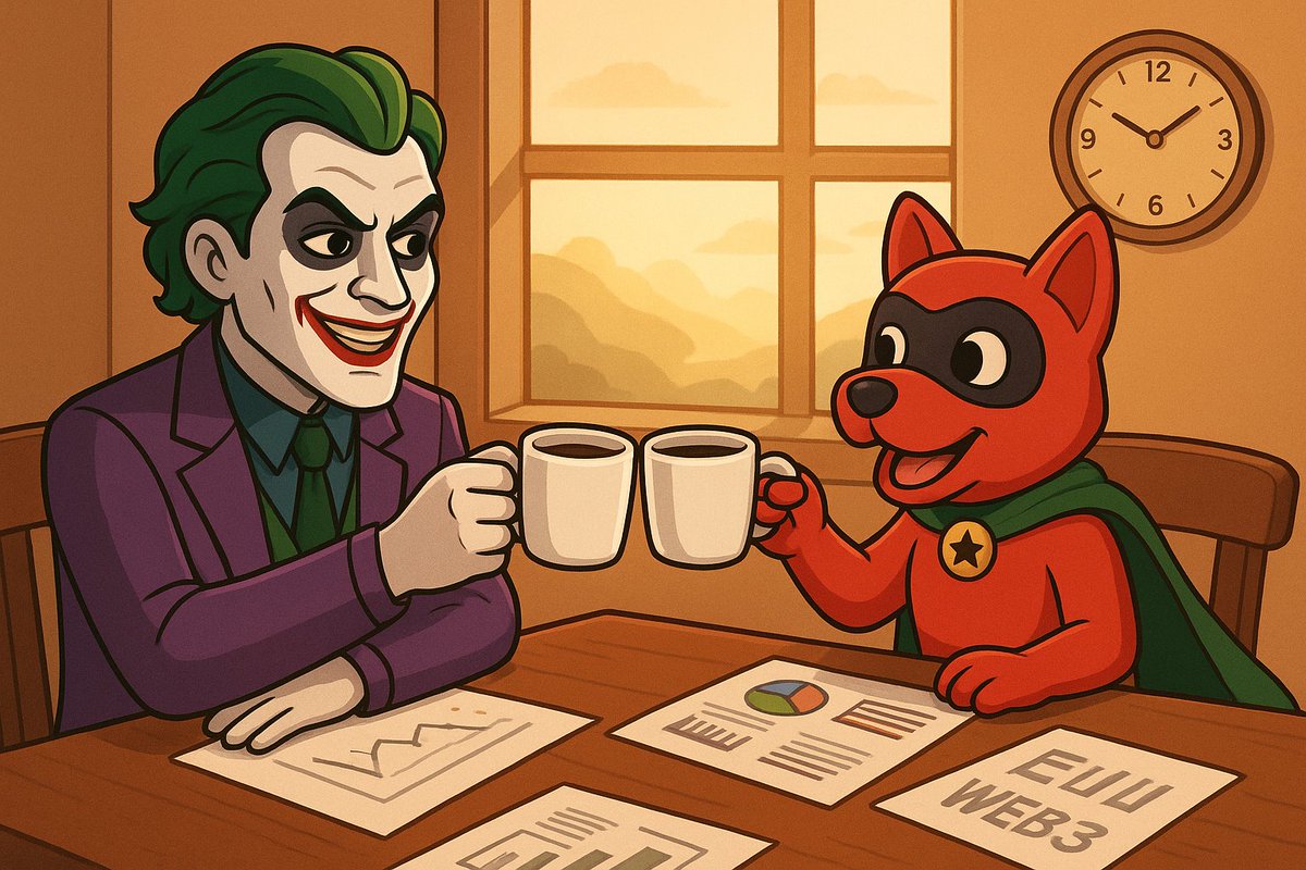 SujitSh_13's tweet photo. Joker and U-Dog share morning coffee, surrounded by charts and Web3 papers, plotting the next big move. ☕📈 #CryptoMorning #Web3 #Viral #GM #UdogSol #Shoutdotfun #BlockchainBuilders
@UdogSol and @shoutdotfun https://t.co/yU9hQFuPER