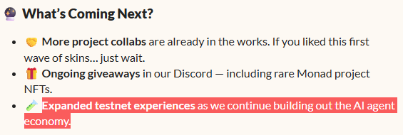 forcemis (@forcemis_space) on Twitter photo I just saw inside devlog from <a href="/InternLumi/">Lumi Intern</a>, and tbh the part that really caught my attention is definitely
“Whats Coming Next” in the closing part of the devlog
Collabs & giveaways with monad eco are fun fr, but my highlight goes straight to the expanded testnet
Because I just saw inside devlog from <a href="/InternLumi/">Lumi Intern</a>, and tbh the part that really caught my attention is definitely
“Whats Coming Next” in the closing part of the devlog
Collabs & giveaways with monad eco are fun fr, but my highlight goes straight to the expanded testnet
Because