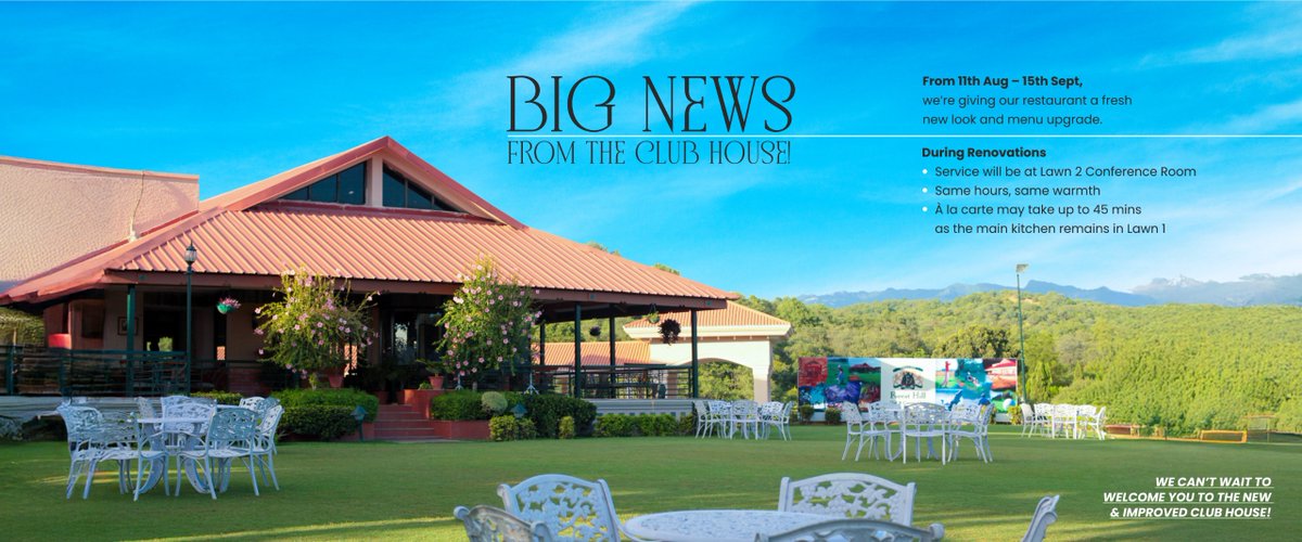 Big news: our Clubhouse is getting a fresh new look!
Renovation: 11 Aug – 15 Sept
Service continues at Lawn 2 Conference Room — same hours.
See you soon with a brand new menu and vibe! 
#Clubhouse #NewLook #RenovationUpdate #FreshVibes #FoodieLife