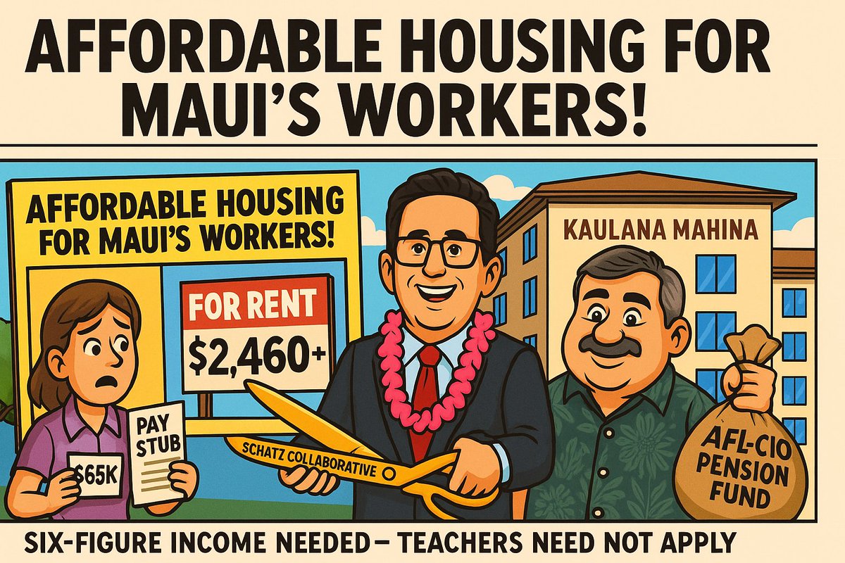 🏘️ KAULANA MAHINA: FAKE “AFFORDABLE HOUSING” AND REAL CORRUPTION

Maui’s Kaulana Mahina Apartments are being hyped as a solution to the housing crisis. Politicians, unions, and developers are all patting themselves on the back.

But here’s the truth: this isn’t affordable