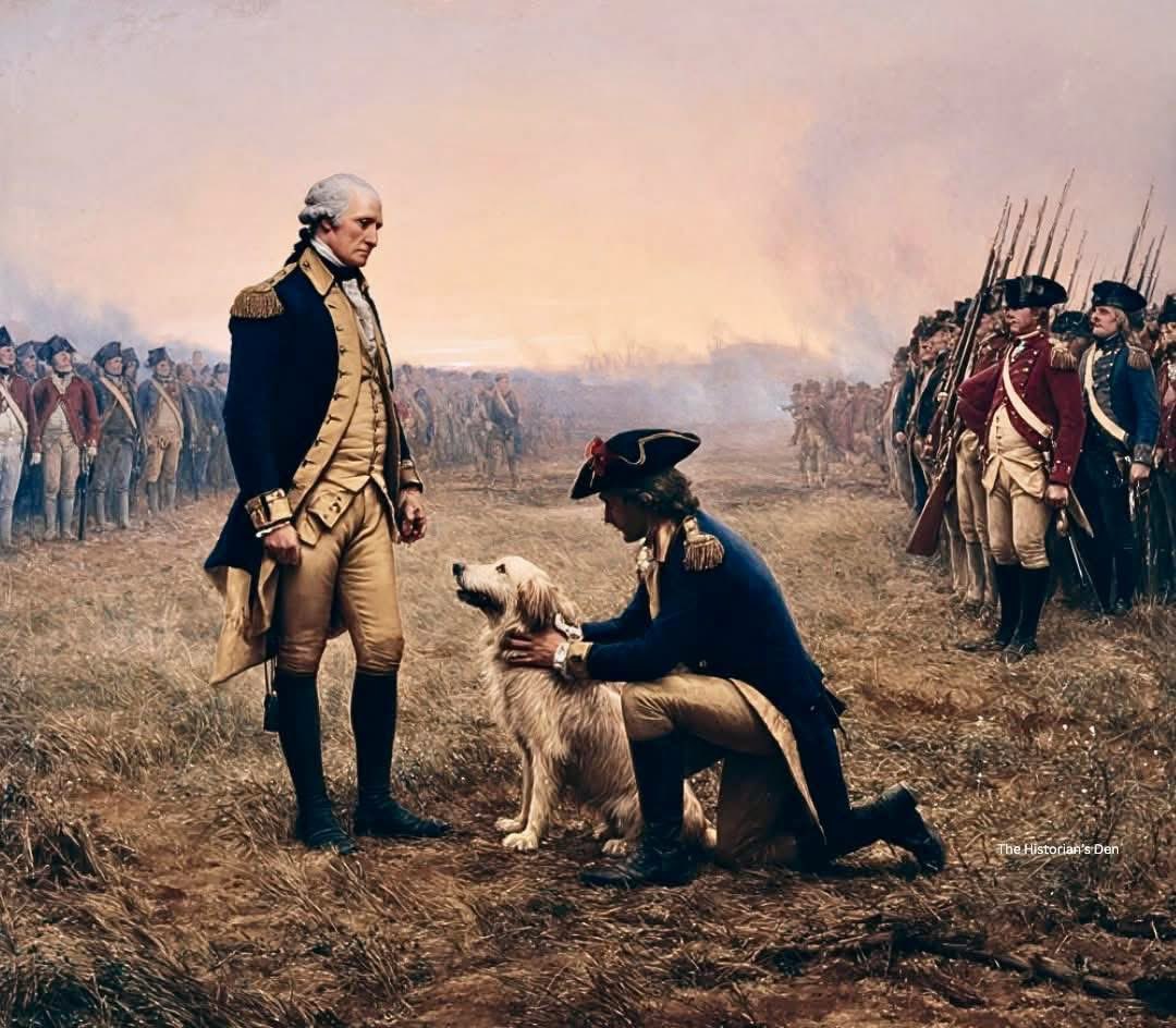 TRHLofficial's tweet image. During the aftermath of Germantown in October 1777, a stray dog was found wandering the battlefield. It turned out “Lila” belonged to British General Sir William Howe. General Washington ordered Lila fed &amp;amp; cleaned up before issuing a temporary ceasefire to return her to Howe.
