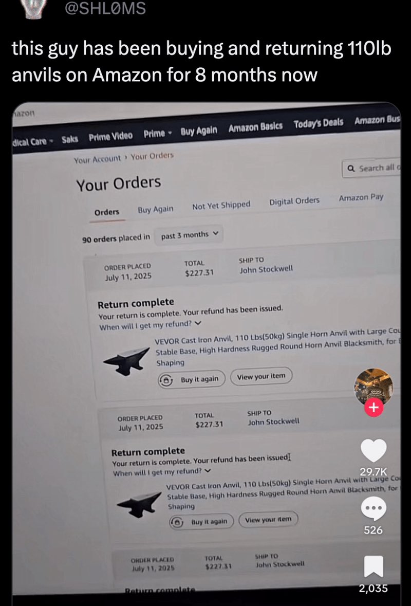Techno Barbarian (@technobarbarism) on Twitter photo Would this work on a small-medium sized business where humans actually interact with customers and orders?
No. Its only possible because of scale.
Now extrapolate to politics. Would this work on a small-medium sized business where humans actually interact with customers and orders?
No. Its only possible because of scale.
Now extrapolate to politics.