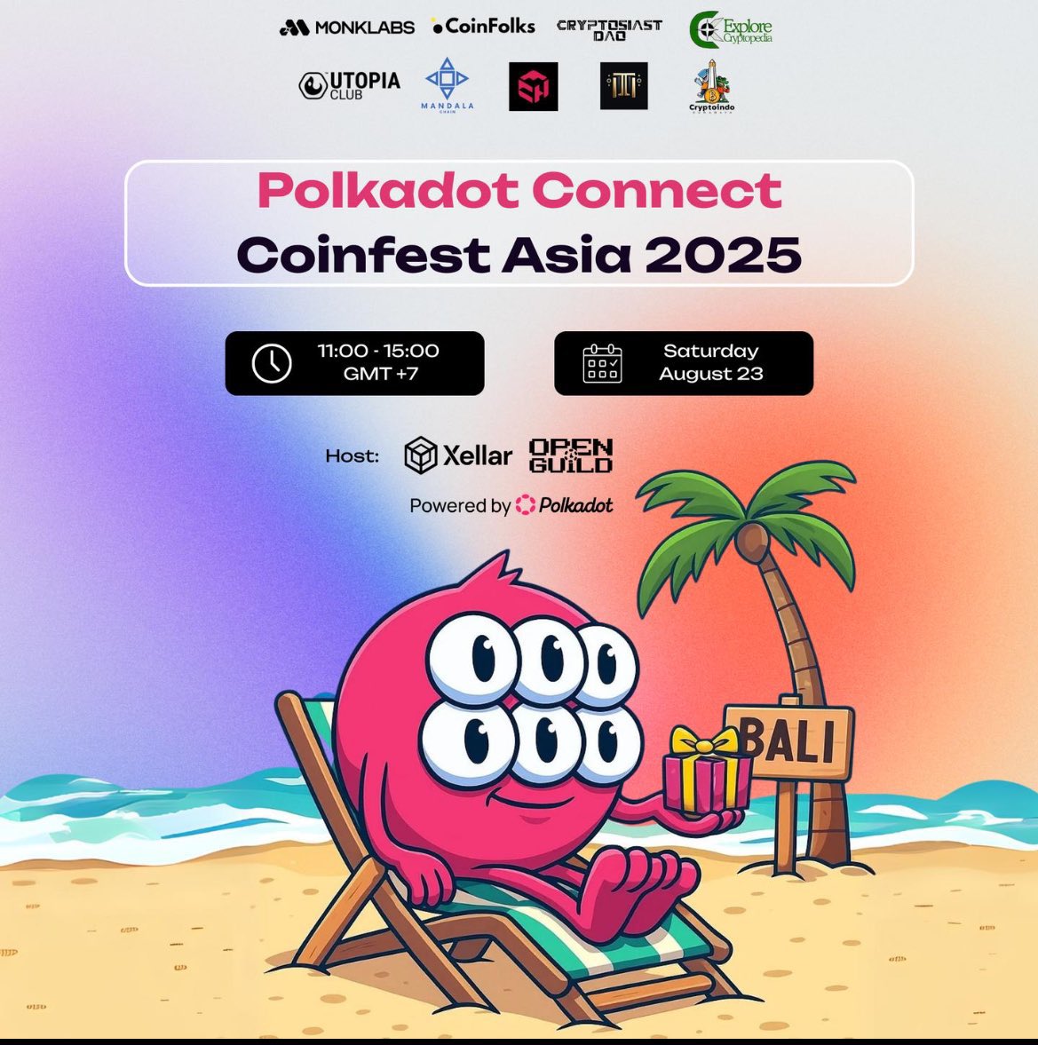 Join us in Bali during <a href="/CoinfestAsia/">Coinfest Asia</a> for an exclusive Polkadot side event unveiling what’s next for their ecosystem!

If you’re a enthusiast, developer, builder, startup, KOL, or community manager..

✍️ Register now: lu.ma/v1d944wl

So don’t miss it and see you in Bali👋