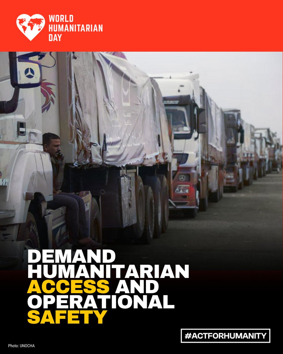 ocharomena's tweet photo. #DoNotLookAway
Aid must reach those who need it most. Safe, unhindered access is not a privilege—it’s a legal and moral obligation.
Join us on August 19 #WorldHumanitarianDay to demand Humanitarian access and operational safety
#ActforHumanity
#SilenceisComplicity https://t.co/baXr6iTmd3
