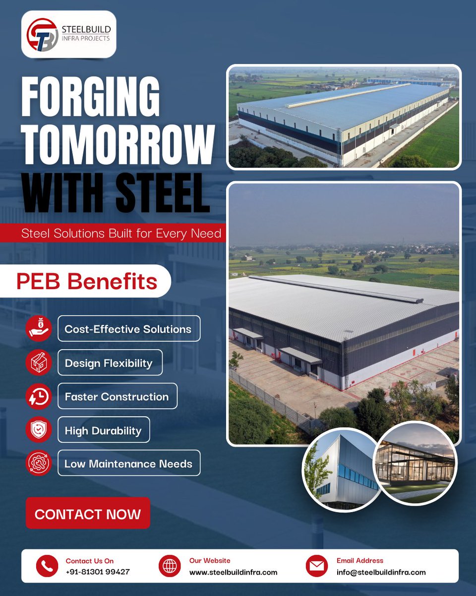 Steelbuildinfra's tweet image. 🚀Forging Tomorrow with Steel
Steel solutions for every need:
✅ Cost-Effective
✅ Flexible Design
✅ Faster Build
✅ Durable &amp;amp; Low-Maintenance
Build smarter, faster, stronger with Steelbuild Infra Projects Pvt. Ltd.
🌐steelbuildinfra.com
#PEB #SteelStructures #InfraSolutions