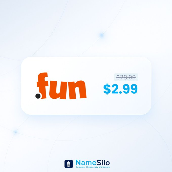 iamikosalmorin's tweet photo. π Make your online presence playful with a .FUN domain for just $2.99. Perfect for blogs, games, events, or anything that brings joy. Grab yours today at NameSilo π· https://t.co/lFiR1EZs3F #DomainNames #FUNdomain #NameSilo https://t.co/ZjMMl74ewA