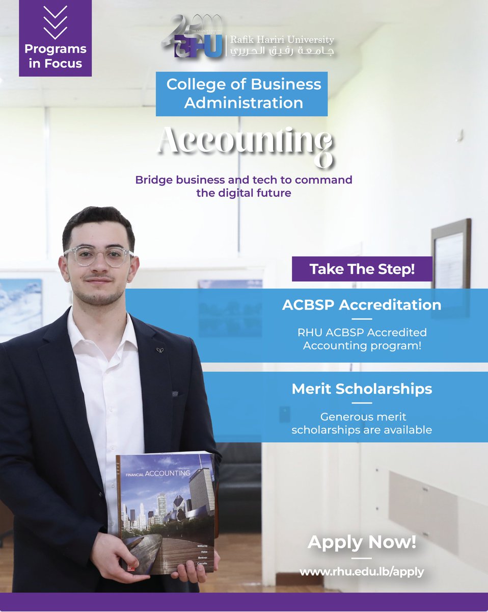 Own the numbers. Lead with precision. Join RHU’s ACBSP-accredited Accounting program and start your journey to financial mastery. Fall 2025-2026 Admission open. Apply Now: rhu.edu.lb/apply #RHU #Accounting #Auditing #ACBSP #university #lebanon