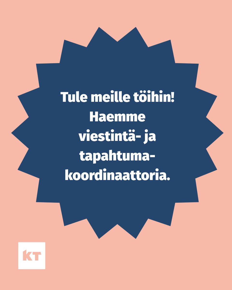 KTtyonantaja's tweet photo. Olisitko sinä uusi kollegamme? Haemme nyt viestintä- ja tapahtumakoordinaattoria työelämän kehittämiseen keskittyneeseen @tarkeissatoissa-tiimiin.

Tutustu tehtävään ja lähetä hakemuksesi viimeistään 31.8.2025 ➡️ https://t.co/QthVkFKpGD

#Rekry #AvoimetTyöpaikat #Viestintä #Kunnat #Hyvinvointialueet #TärkeissäTöissä