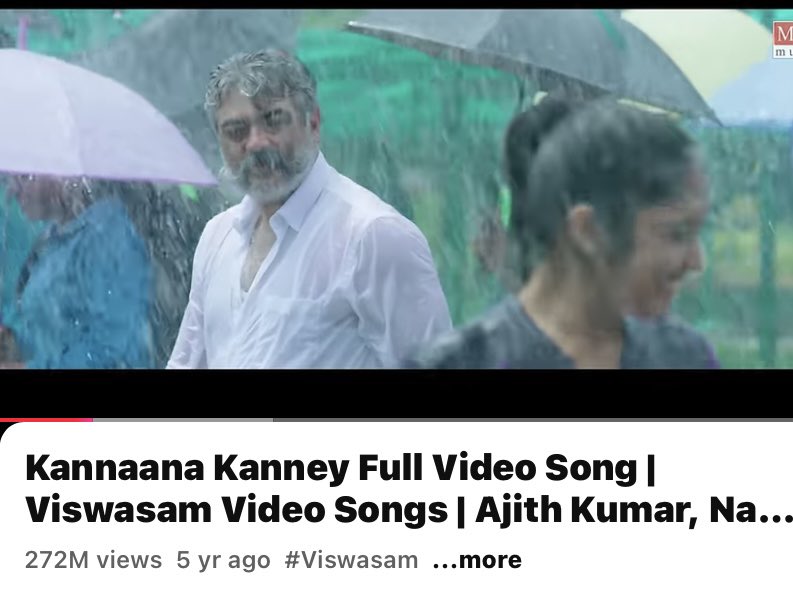#Kannaana Kanney  Video song from #Viswasam  hits Massive 272 Million views on YouTube 💥

#AjithKumar #AK64