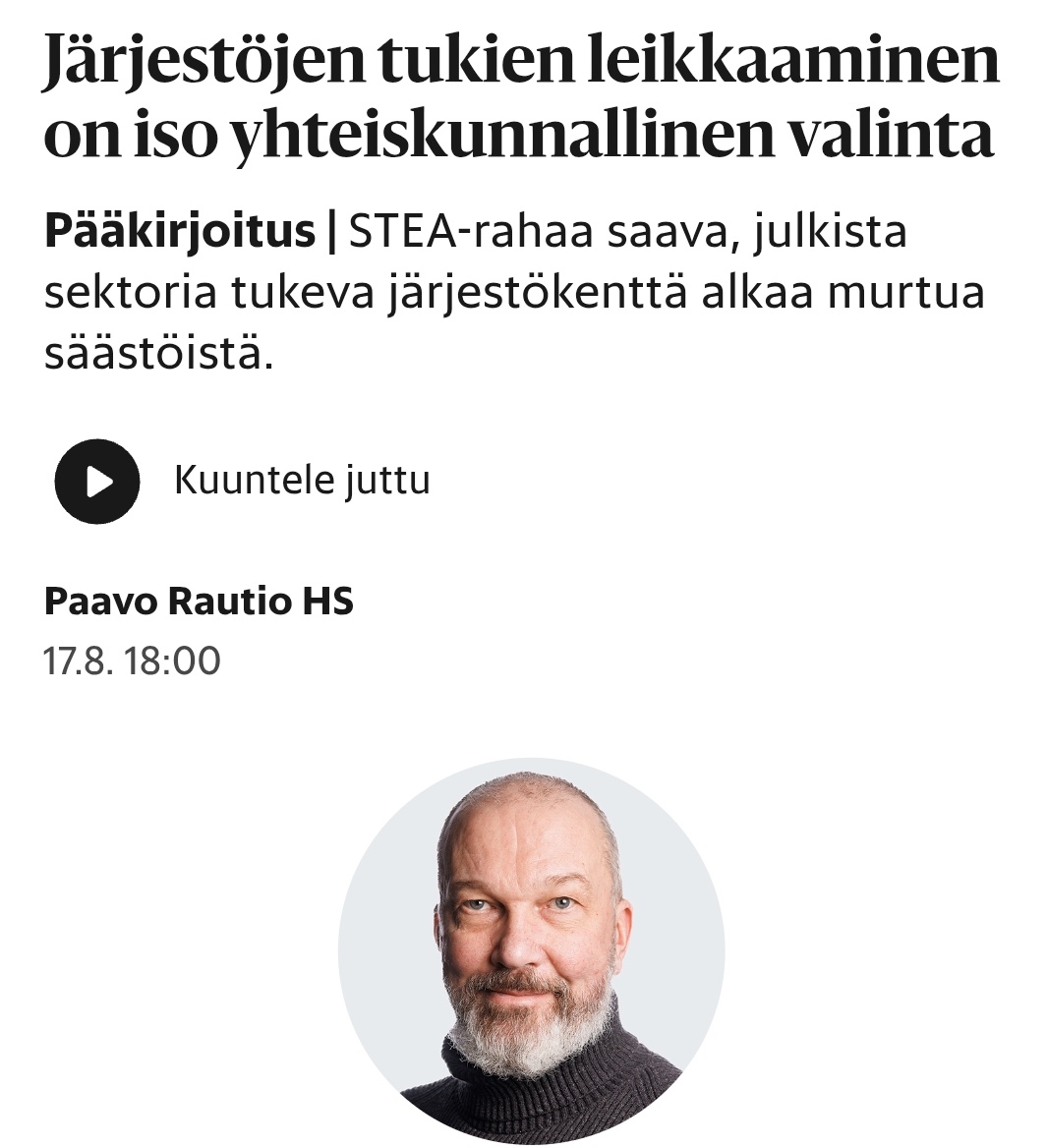 Leena Pihanurmi (@pihanurmi) on Twitter photo HS:n <a href="/PaavoRautio1/">Paavo Rautio</a>'n pääkirjoitus ei avaa faktoja veronmaksajien rahoilla pyörivistä sote-järjestöistä.
Tässä niitä
🔸Ne eivät ole varsinaisia kansalaisjärjestöjä, sillä kansalaisjärjestöjen rahoitus perustuu vapaaehtoisuuteen, jäsenmaksuihin ja lahjoituksiin. HS:n <a href="/PaavoRautio1/">Paavo Rautio</a>'n pääkirjoitus ei avaa faktoja veronmaksajien rahoilla pyörivistä sote-järjestöistä.
Tässä niitä
🔸Ne eivät ole varsinaisia kansalaisjärjestöjä, sillä kansalaisjärjestöjen rahoitus perustuu vapaaehtoisuuteen, jäsenmaksuihin ja lahjoituksiin.